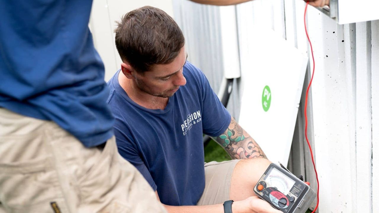 Licensed technician diagnosing a heat pump electrical fault