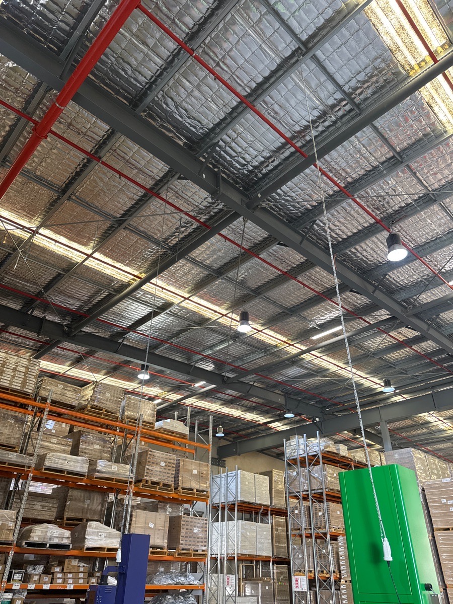 Warehouse with high-bay lighting and three phase power